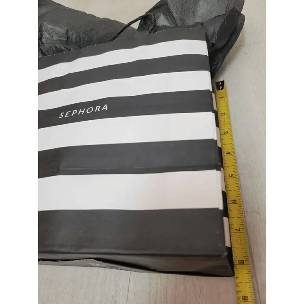 🖤🤍 SEPHORA Empty Black White Striped Paper Shopping Gift Bag with Tissues